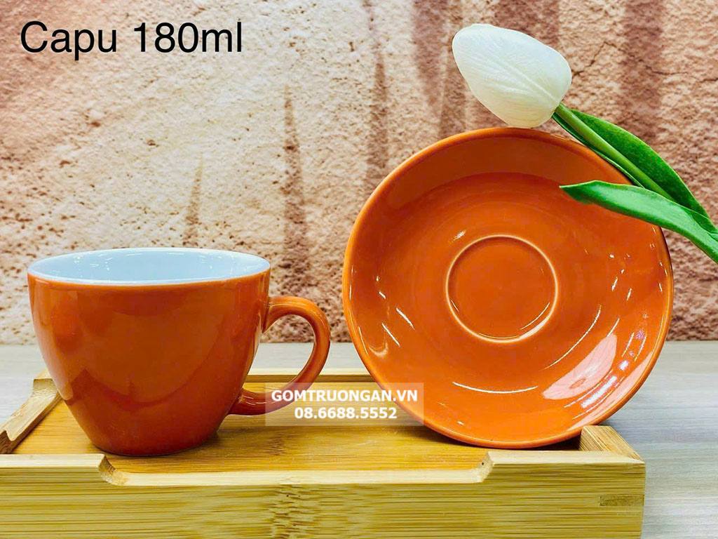 Cốc tách ly sứ cao cấp uống cà phê Cappuccino 180ml 2